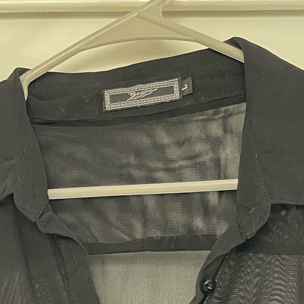 Sheer Black Button-Up Shirt